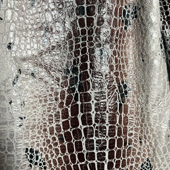 Gusto Barcelona Bohemian Vegan Leather Mini Dress Brown Gray Long Sleeve Size S - Picture 6 of 14